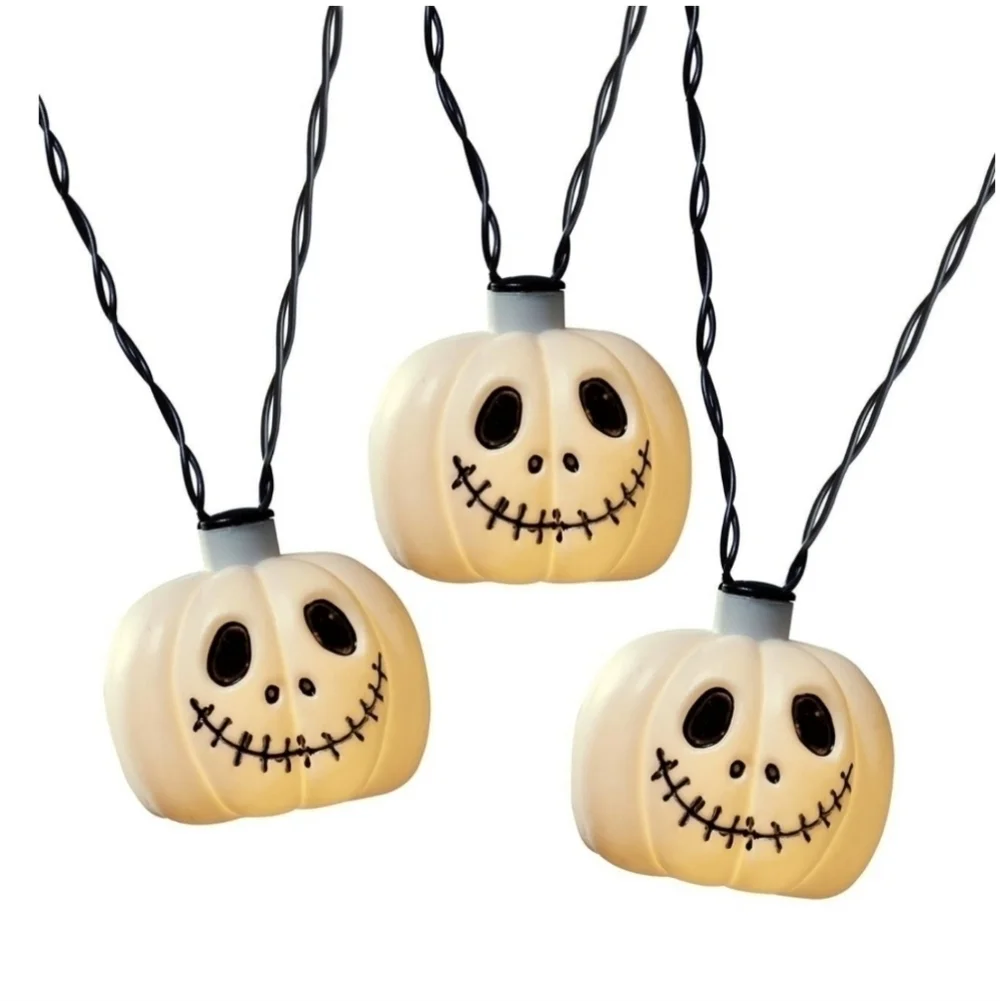 New 2 pack of 10-Count Battery Operated White Pumpkin Lights with Warm White LED